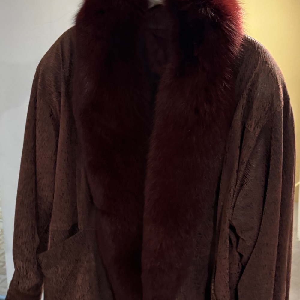 Women’s Leather Fur Collar Coat